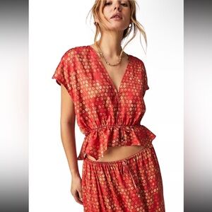 NWOT Oversized XS Red Free People Dreambound Maxi Skirt/Top Set
